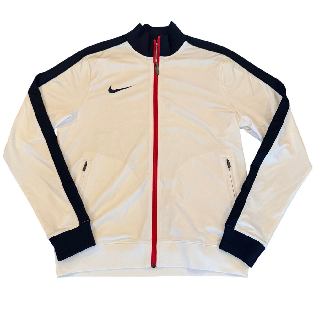 Nike Mens Dri-FIT Track Jacket White Navy Blue Red Full Zip Medium 553938-100